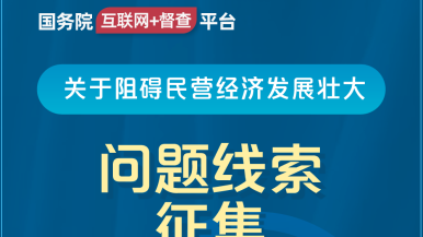 捅鸡黄色视频国务院“互联网+督查”平台公开征集阻碍民营经济发展壮大问题线索